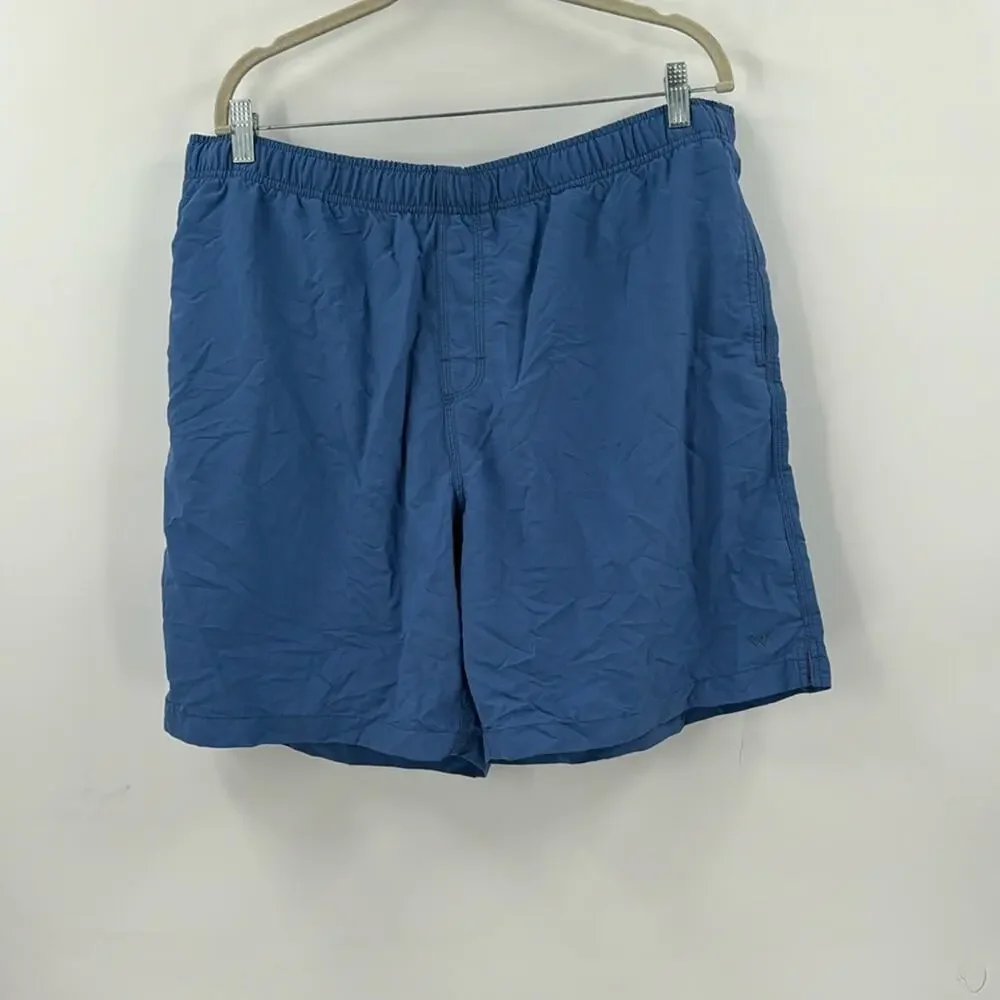 Men’s white sierra, blue swim trunks